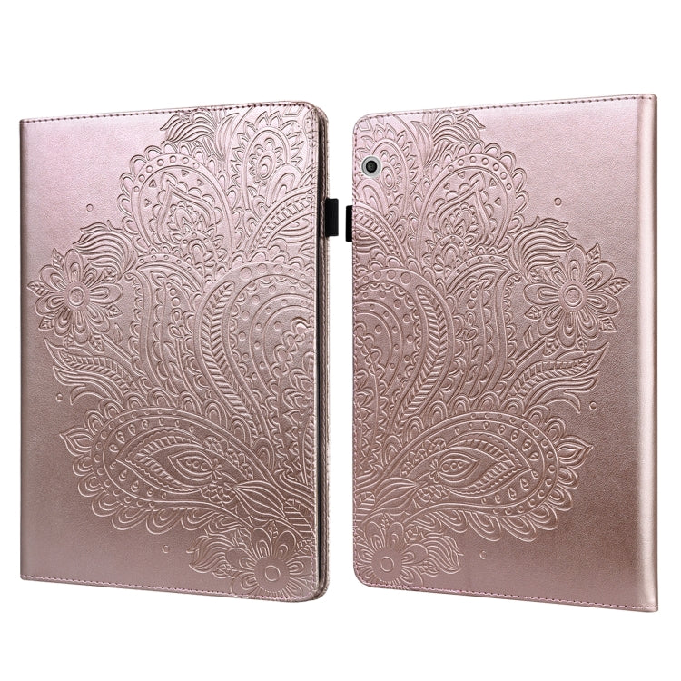 Custodia in pelle flip orizzontale con motivo in rilievo pavone TPU + PU con supporto e slot per carte e portafoglio e funzione sleep / wake-up, For Huawei Mediapad Enjoy Tablet 2 10.1, For Huawei MediaPad M5 lite 10.1, For Huawei MatePad 10.4         ...