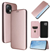 Struttura in fibra di carbonio Flip orizzontale magnetico Custodia in pelle TPU + PC + PU con slot per schede, For Xiaomi Mi 11
