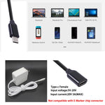 Cavo alimentazione USB-C PD maschio-femmina 0.5-1.5m
