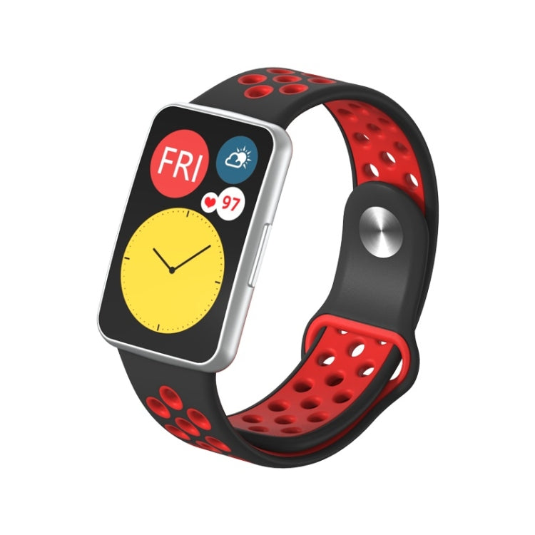 Per cinturino di ricambio per cinturino di ricambio con fibbia inversa bicolore in silicone Huawei Watch Fit