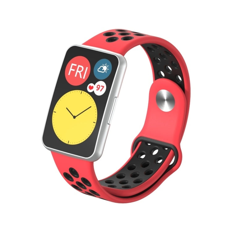 Per cinturino di ricambio per cinturino di ricambio con fibbia inversa bicolore in silicone Huawei Watch Fit