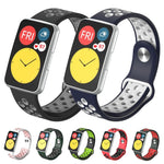Per cinturino di ricambio per cinturino di ricambio con fibbia inversa bicolore in silicone Huawei Watch Fit