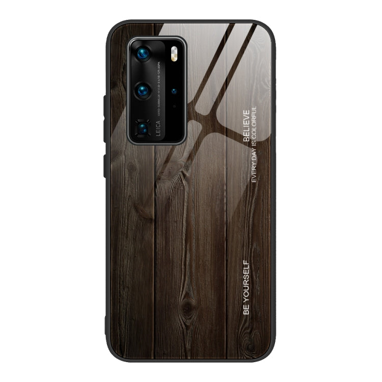Custodia protettiva in vetro con venature del legno, For Huawei P40, For Huawei P40 Pro