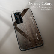 Custodia protettiva in vetro con venature del legno, For Huawei P40, For Huawei P40 Pro