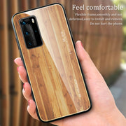 Custodia protettiva in vetro con venature del legno, For Huawei P40, For Huawei P40 Pro