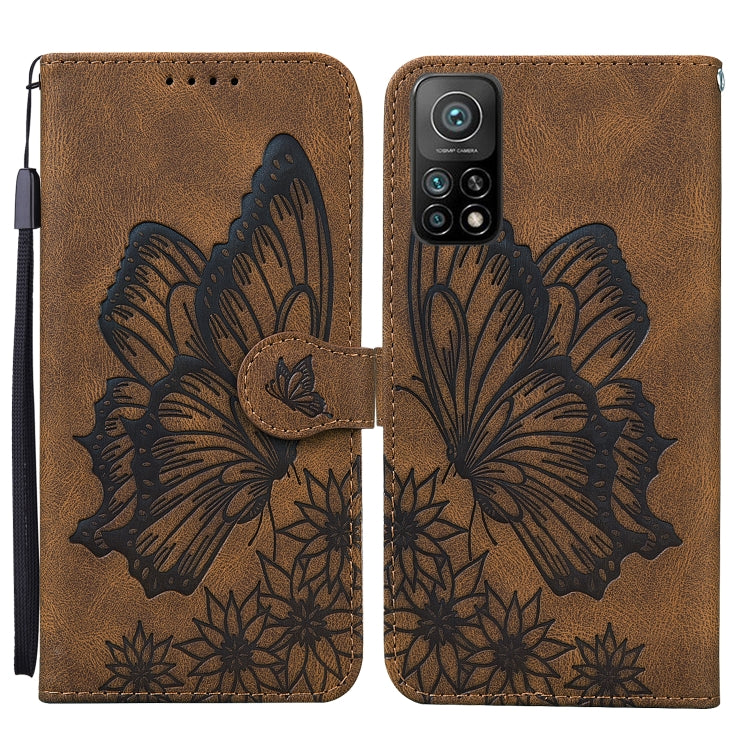 Custodia in pelle a vibrazione orizzontale con goffratura farfalle effetto pelle retrò con supporto, slot per carte e portafoglio, For Xiaomi Mi 10T Pro 5G, For Xiaomi Mi 10T Lite 5G