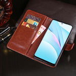 idewei Custodia in pelle a vibrazione orizzontale Crazy Horse Texture con supporto e slot per carte e portafoglio, For Xiaomi Mi 10i 5G, For ZTE Zmax 10