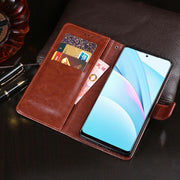 idewei Custodia in pelle a vibrazione orizzontale Crazy Horse Texture con supporto e slot per carte e portafoglio, For Xiaomi Mi 10i 5G, For ZTE Zmax 10