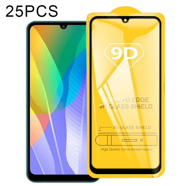 25 pellicole in vetro temperato a schermo intero con colla piena 9D, For Huawei Y6p, For Huawei Y8p, For Huawei Y7a, For Huawei Y9a