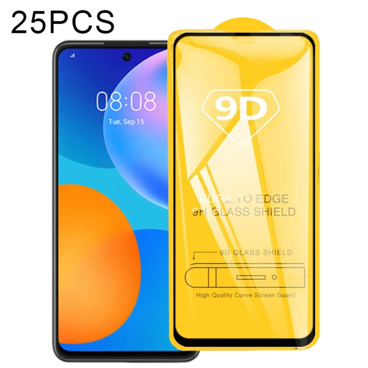 25 pellicole in vetro temperato a schermo intero con colla piena 9D, For Huawei Y6p, For Huawei Y8p, For Huawei Y7a, For Huawei Y9a