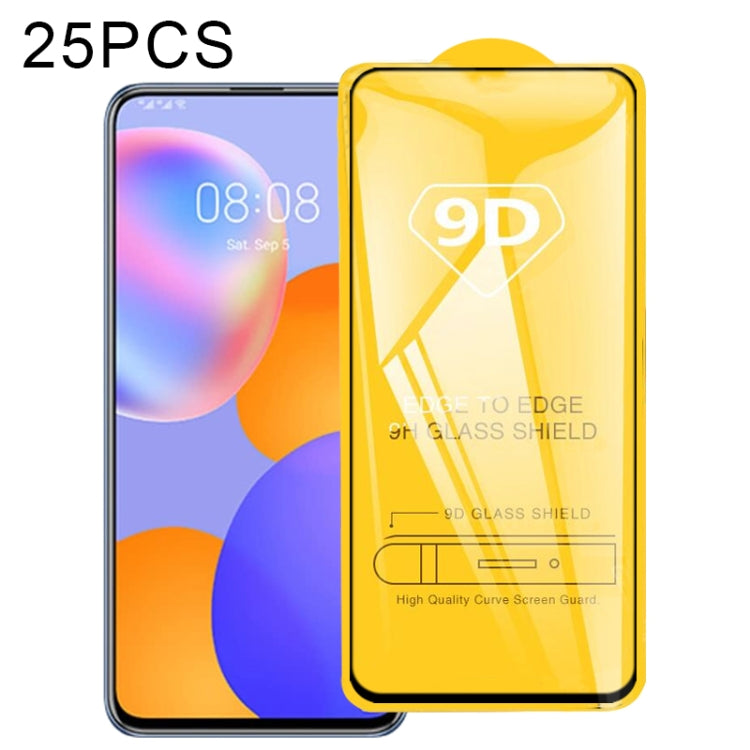 25 pellicole in vetro temperato a schermo intero con colla piena 9D, For Huawei Y6p, For Huawei Y8p, For Huawei Y7a, For Huawei Y9a