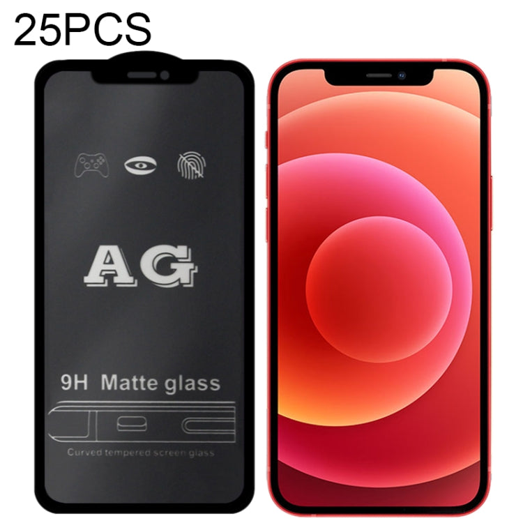25 PZ AG Pellicola in vetro temperato a copertura totale smerigliata opaca, For iPhone 12 mini, For iPhone 12 / 12 Pro, For iPhone 12 Pro Max