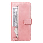 Custodia portafoglio in pelle con zip per smartphone compatibili