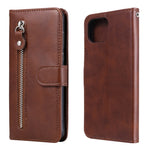 Custodia portafoglio in pelle con zip per smartphone compatibili