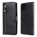Custodia portafoglio in pelle con zip per smartphone compatibili