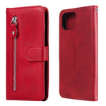 Custodia portafoglio in pelle con zip per smartphone compatibili