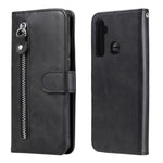 Custodia portafoglio in pelle con zip per smartphone compatibili