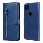 Custodia portafoglio in pelle con zip per smartphone compatibili
