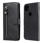 Custodia portafoglio in pelle con zip per smartphone compatibili