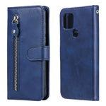 Custodia portafoglio in pelle con zip per smartphone compatibili