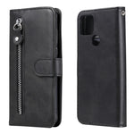 Custodia portafoglio in pelle con zip per smartphone compatibili