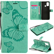 Custodia in pelle flip orizzontale con motivo a rilievo farfalle 3D con supporto, slot per schede e portafoglio, For OPPO A53 (2020) / A53s / A33 (2020) / A32, For OPPO F17 Pro / Reno4 Lite, For OPPO F17 / A73 (2020) 4G