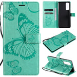 Custodia portafoglio in pelle con farfalle 3D per OPPO Reno4