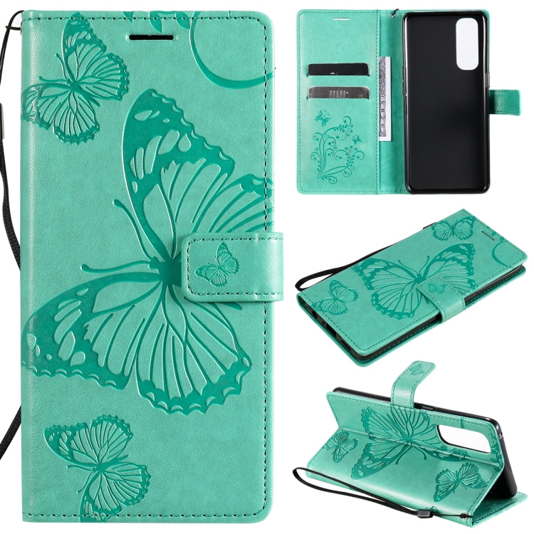 Custodia portafoglio in pelle con farfalle 3D per OPPO Reno4