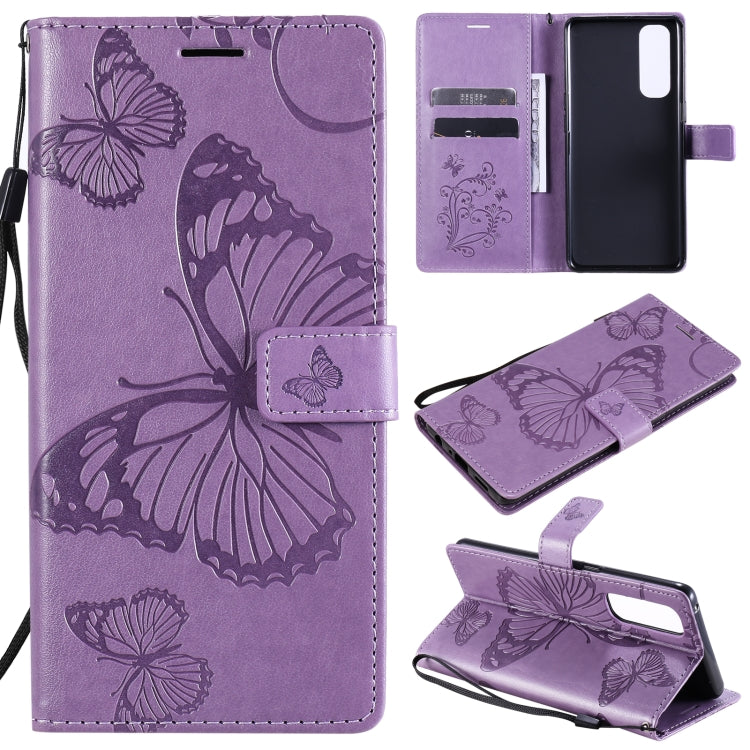 Custodia portafoglio in pelle con farfalle 3D per OPPO Reno4