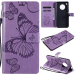 Custodia portafoglio in pelle con farfalle 3D per Huawei P smart