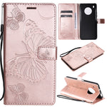 Custodia portafoglio in pelle con farfalle 3D per Huawei P smart