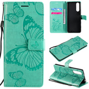 Custodia in pelle flip orizzontale con motivo a rilievo farfalle 3D con supporto, slot per schede e portafoglio, For Sony Xperia5 II