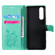 Custodia in pelle flip orizzontale con motivo a rilievo farfalle 3D con supporto, slot per schede e portafoglio, For Sony Xperia5 II