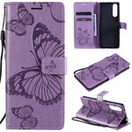 Custodia portafoglio in pelle con farfalle 3D per Sony Xperia 5 I