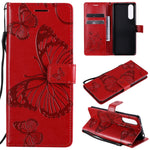 Custodia portafoglio in pelle con farfalle 3D per Sony Xperia 5 I