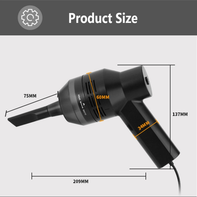 HK-6019D Strumenti per la pulizia del collettore di polveri per aspirapolvere portatile Mini USB portatile per auto domestica, HK-6019D