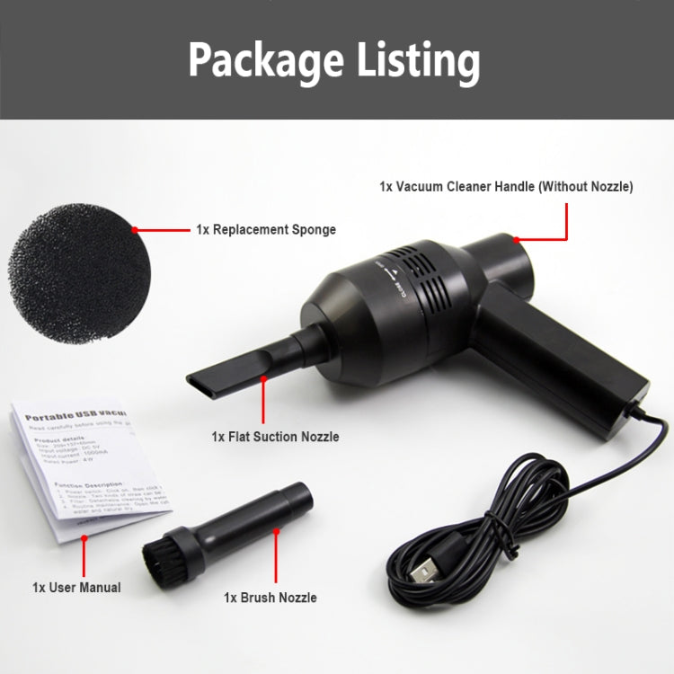 HK-6019D Strumenti per la pulizia del collettore di polveri per aspirapolvere portatile Mini USB portatile per auto domestica, HK-6019D