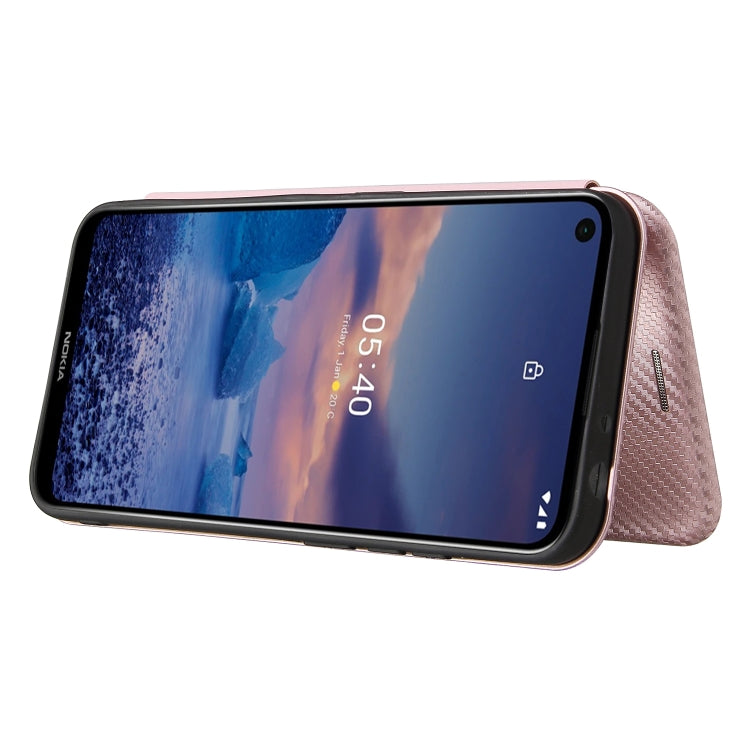 Struttura in fibra di carbonio Flip orizzontale magnetico Custodia in pelle TPU + PC + PU con slot per schede, For Nokia 5.4, For UMIDIGI A9 Pro