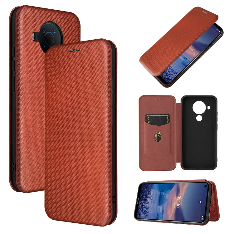Struttura in fibra di carbonio Flip orizzontale magnetico Custodia in pelle TPU + PC + PU con slot per schede, For Nokia 5.4, For UMIDIGI A9 Pro