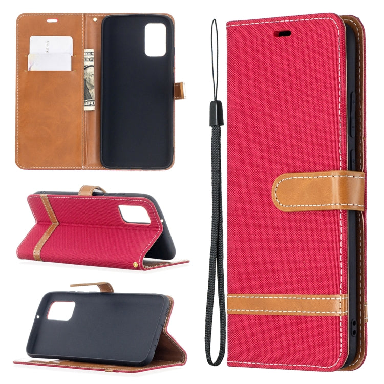 Custodia portafoglio in pelle e denim per Samsung Galaxy A02s