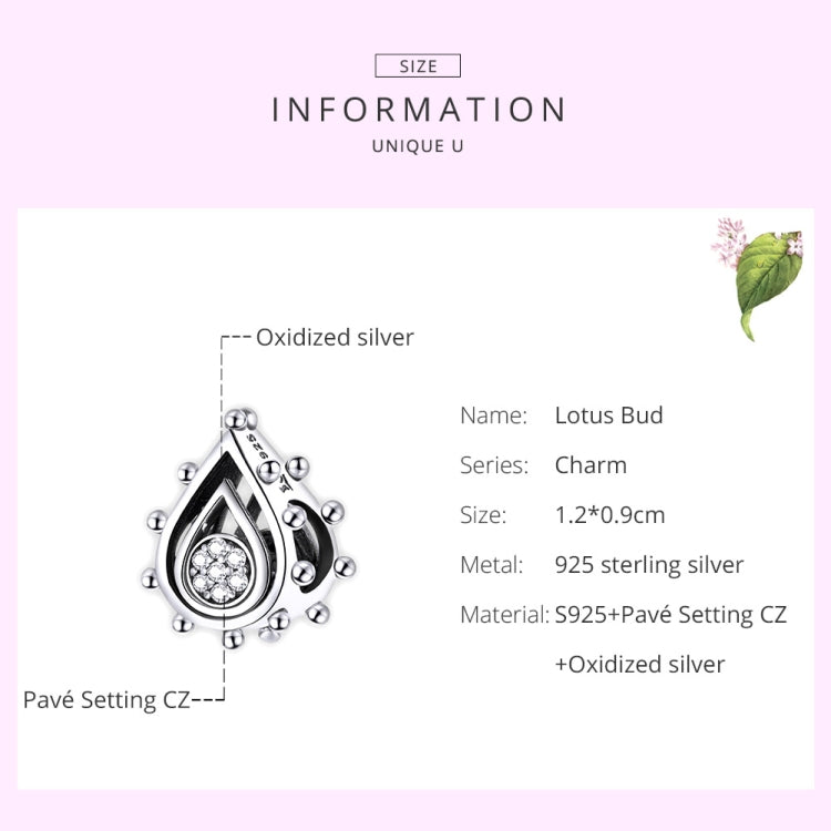 Accessori per collana braccialetto fai-da-te con perline di loto in argento sterling S925, Lotus Bud