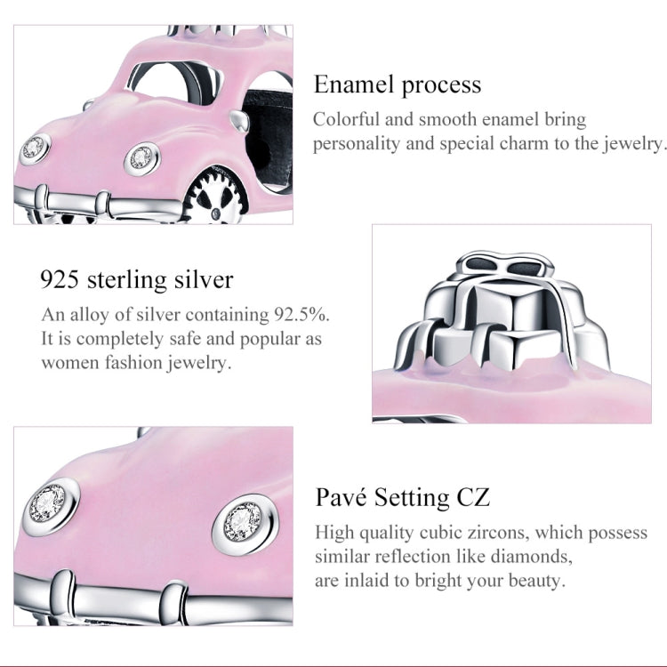 Accessori per collana braccialetto fai-da-te con perline rosa per auto in argento sterling S925, Pink Car