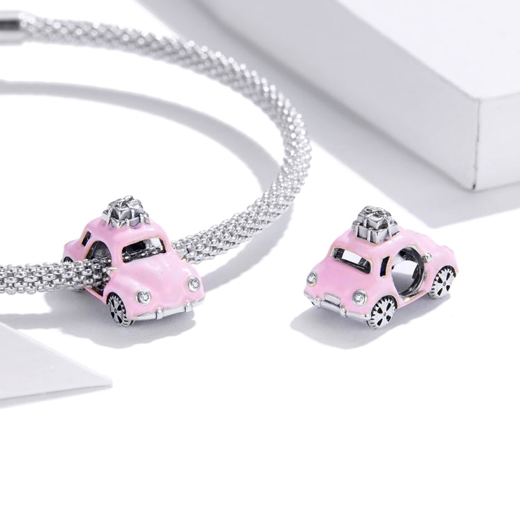 Accessori per collana braccialetto fai-da-te con perline rosa per auto in argento sterling S925, Pink Car