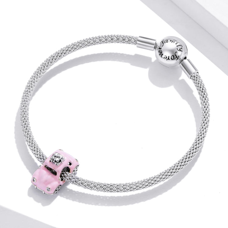 Accessori per collana braccialetto fai-da-te con perline rosa per auto in argento sterling S925, Pink Car