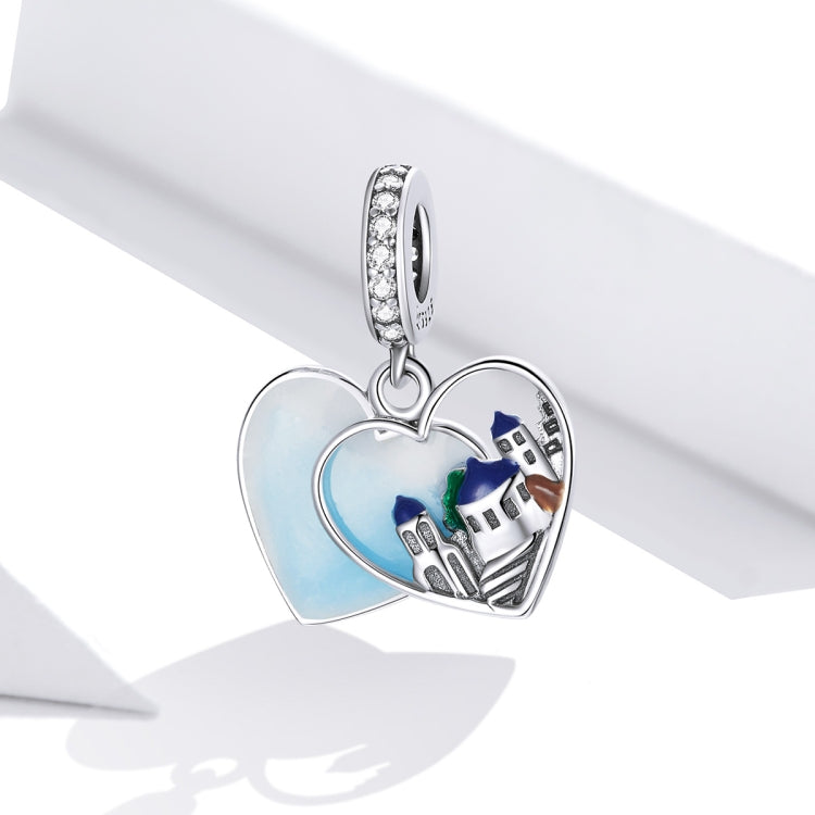 Accessori per collane fai da te con ciondolo a forma di cuore in argento sterling S925 con paesaggi affascinanti, Charming Scenery Heart