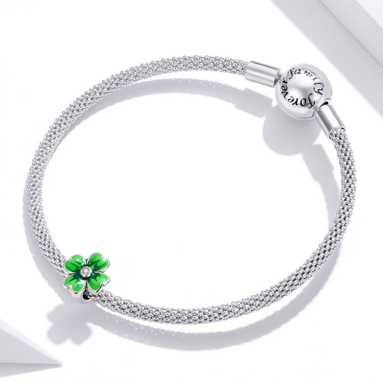 Accessori per collana braccialetto fai-da-te con perline trifoglio portafortuna in argento sterling S925, Lucky Clover