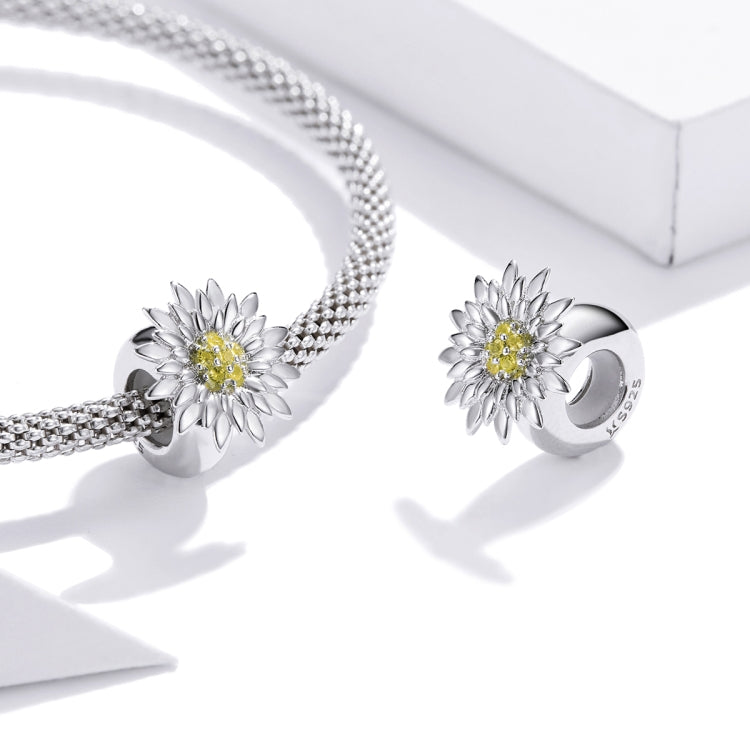 Accessori per collana braccialetto fai da te con perline di girasole bianco in argento sterling S925, White Sunflower