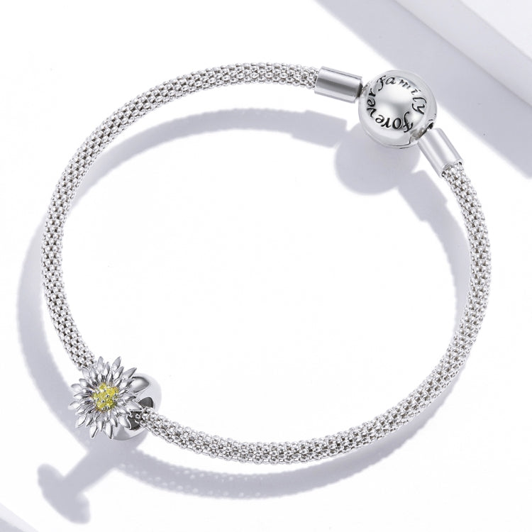 Accessori per collana braccialetto fai da te con perline di girasole bianco in argento sterling S925, White Sunflower