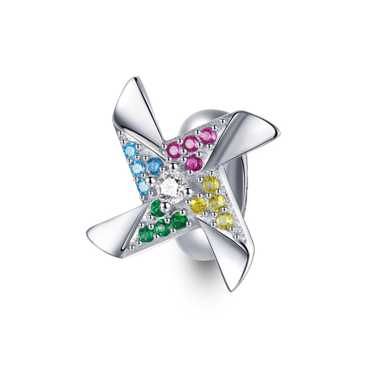 Accessori per collana braccialetto fai da te con perline colorate piccolo mulino a vento in argento sterling S925, Colorful Little Windmill