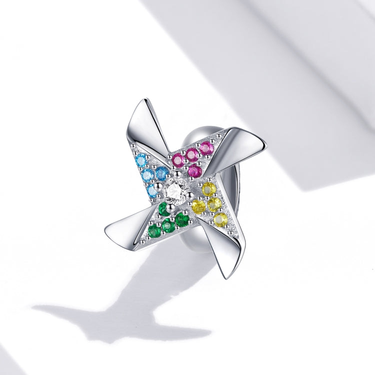 Accessori per collana braccialetto fai da te con perline colorate piccolo mulino a vento in argento sterling S925, Colorful Little Windmill